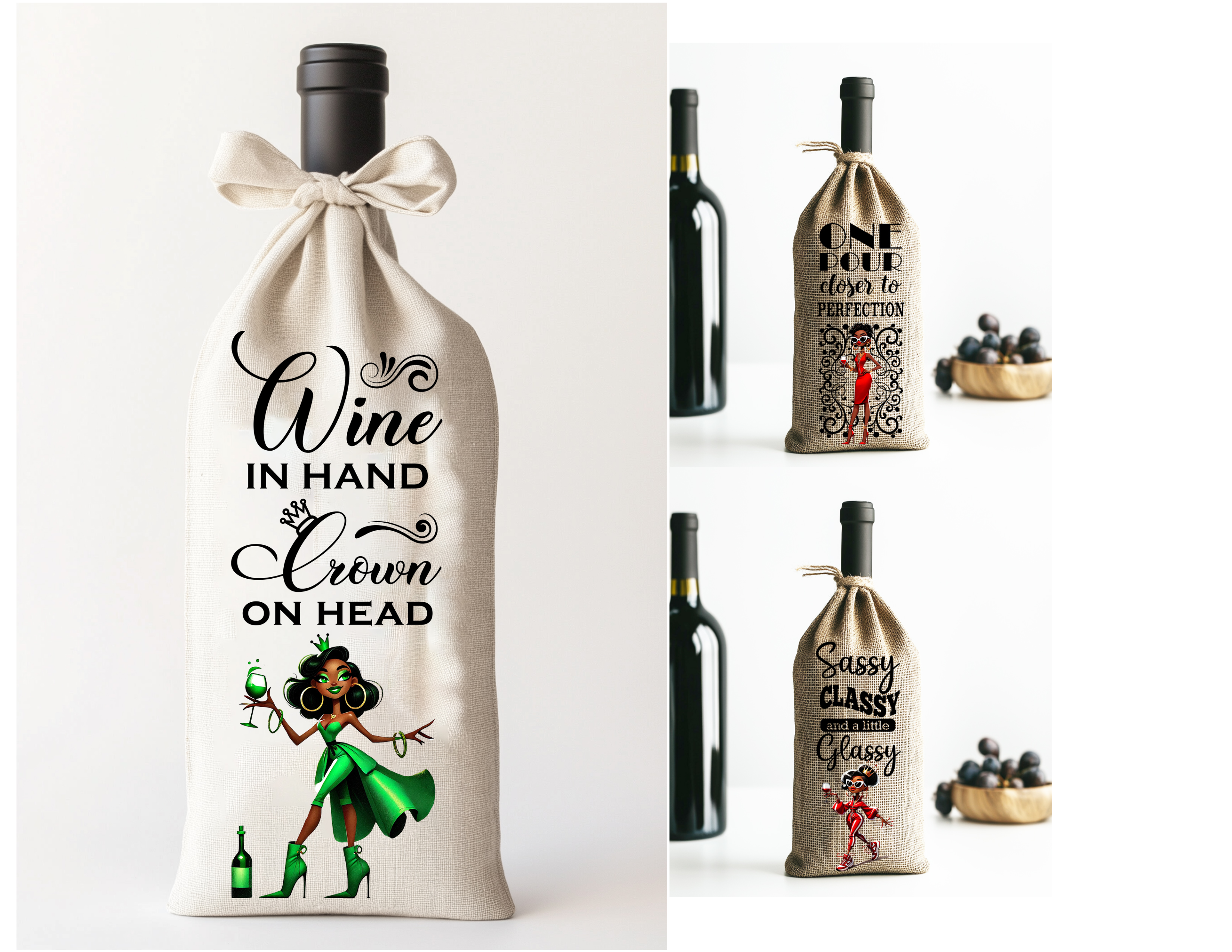 Diva Wine Bottle Bags 3 Bags
