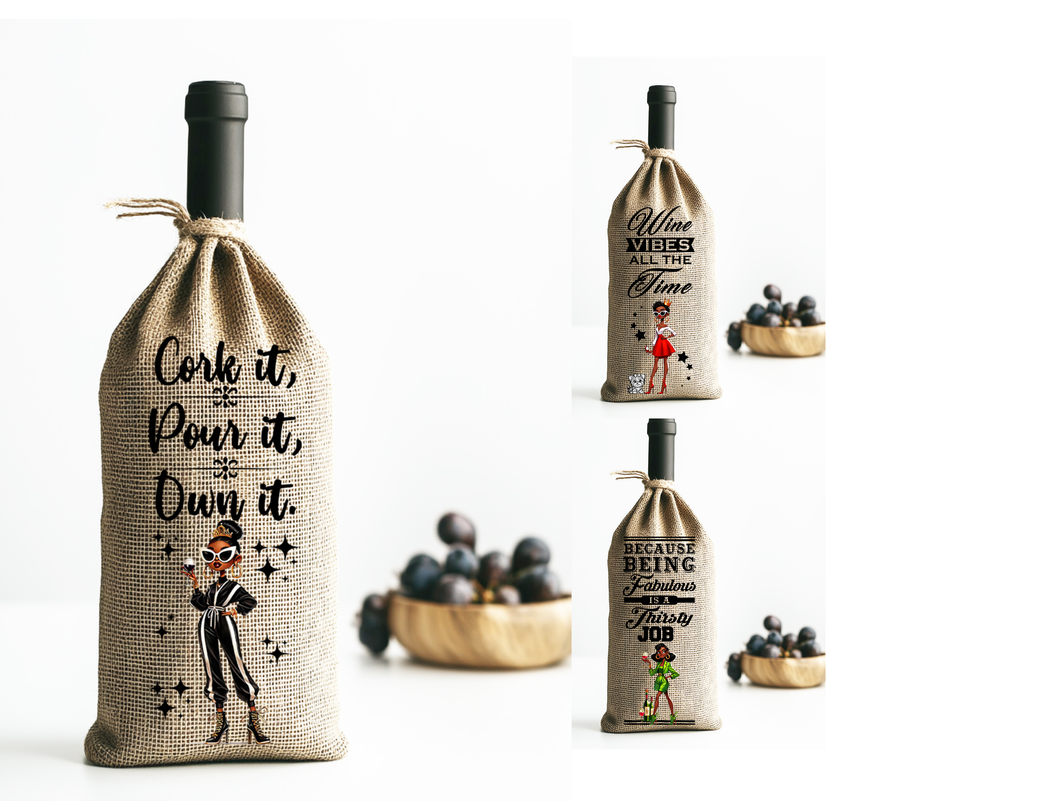 Diva Wine Bottle Bags 3 Pack