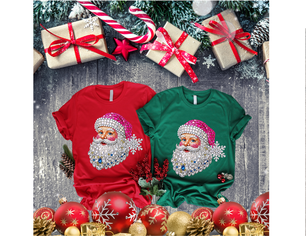 Faux Rhinestone Santa Tee